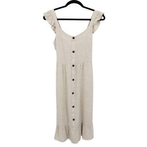 Monteau Los Angeles Linen Dress Womens S Ivory Boho‎ Cottagecore Prairie Resort